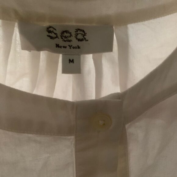 Sea New York Puff Sleeve Thora Thread Pull Button Down Cream Top medium - Picture 14 of 16